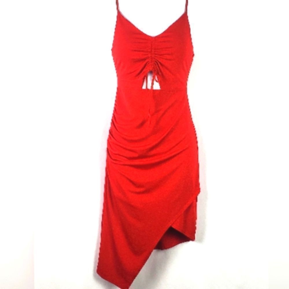 GUESS Red Ruched Dress - Picture 2 of 8